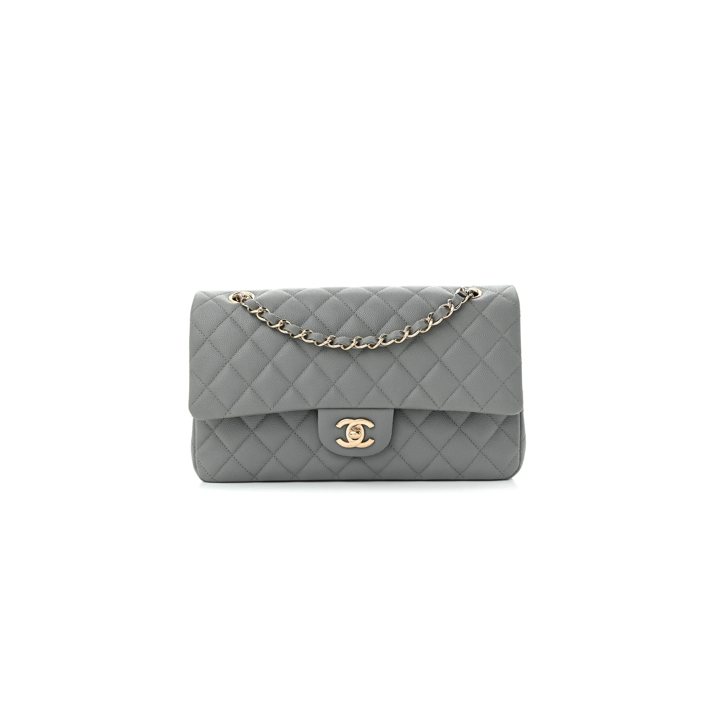 CHANEL MASTER CAVIAR QUILTED MEDIUM DOUBLE FLAP GREY A01112 (25.5*15*7cm)